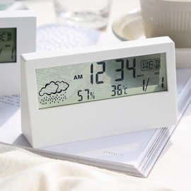 简约透明夜光桌面电子时钟天气显示大屏温湿度计闹钟学生儿童闹钟