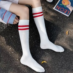 二杠条纹小腿袜子女日系学院风长筒袜jk显腿瘦及膝袜诸暨袜子批发