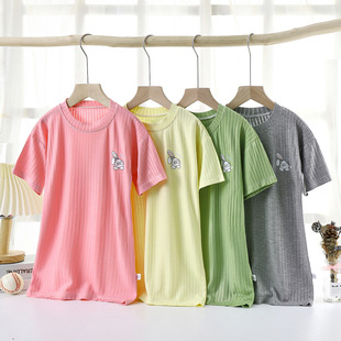 Girls' Nightgown 2023 Summer New Children's Thin Short-sleeved Home Clothes Children's Baby Air Conditioning Pajamas