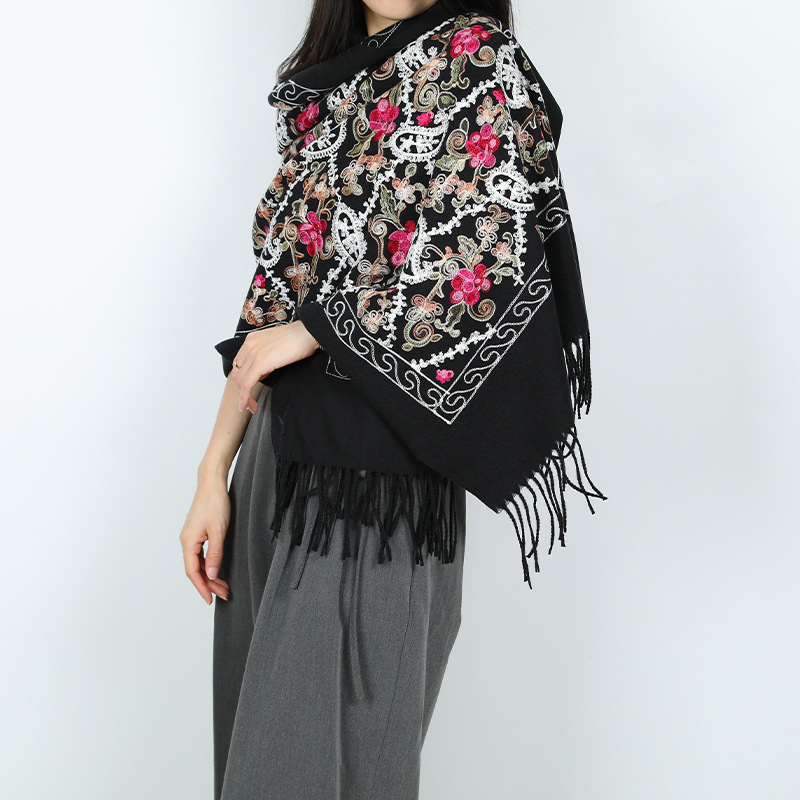 2024 nuevo invierno estilo nacional de invierno bufandas de cachemira flor de caju decoración cálida