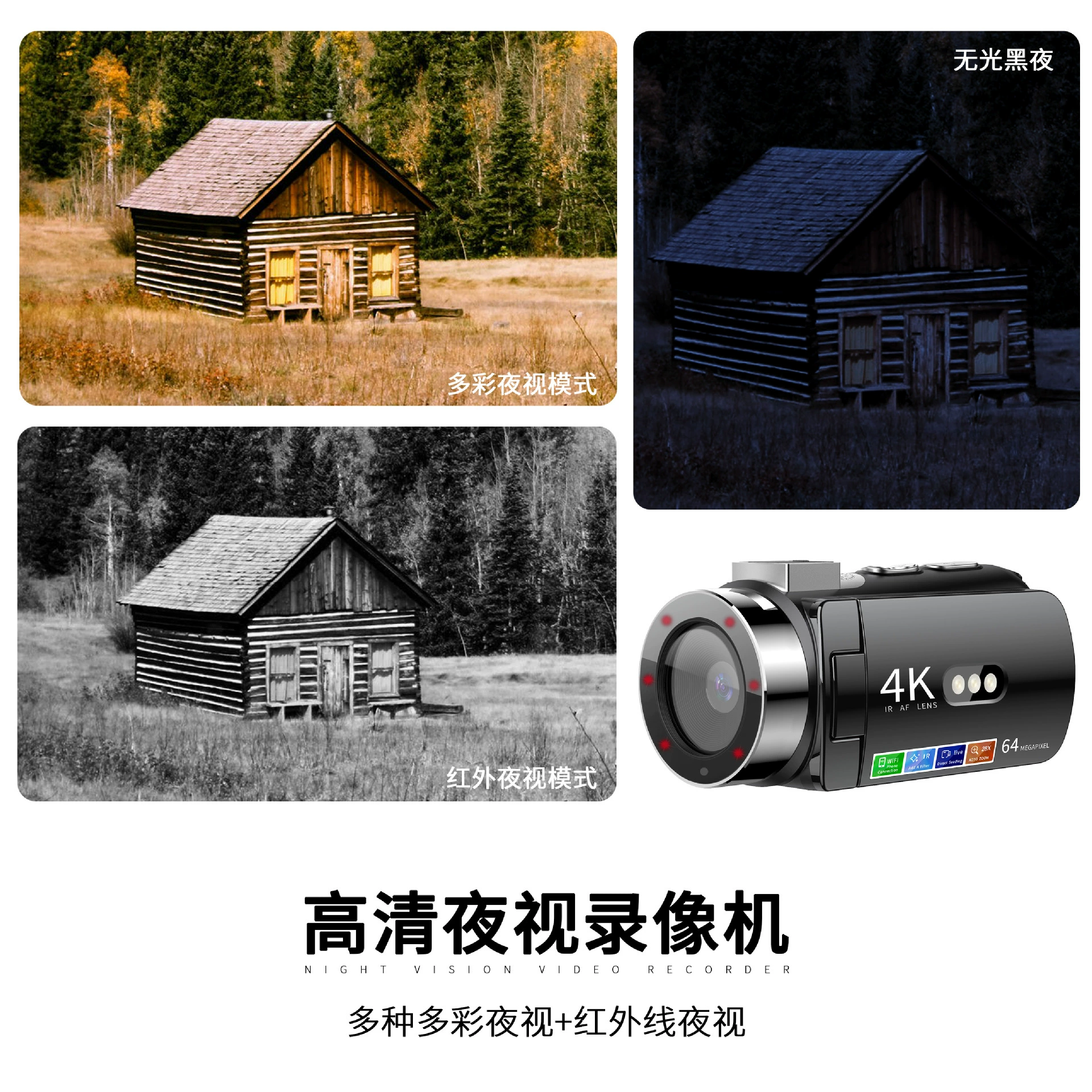 Цифровая камера D9 4K Wi‑Fi, инфракрасная цветовая ночная съемка, совместима с беспроводным микрофоном