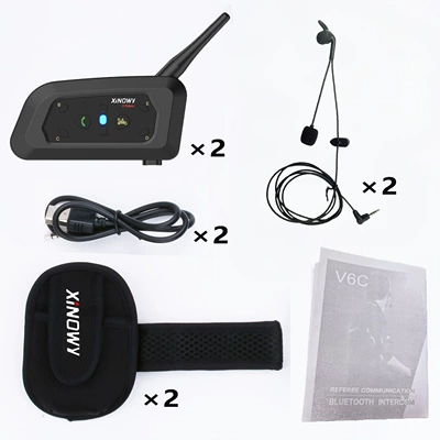 Intercom Outdoor Intercom – Motorcycle Helmet Headset - xinony-v6c-pro-35mm-left-ear-double-package