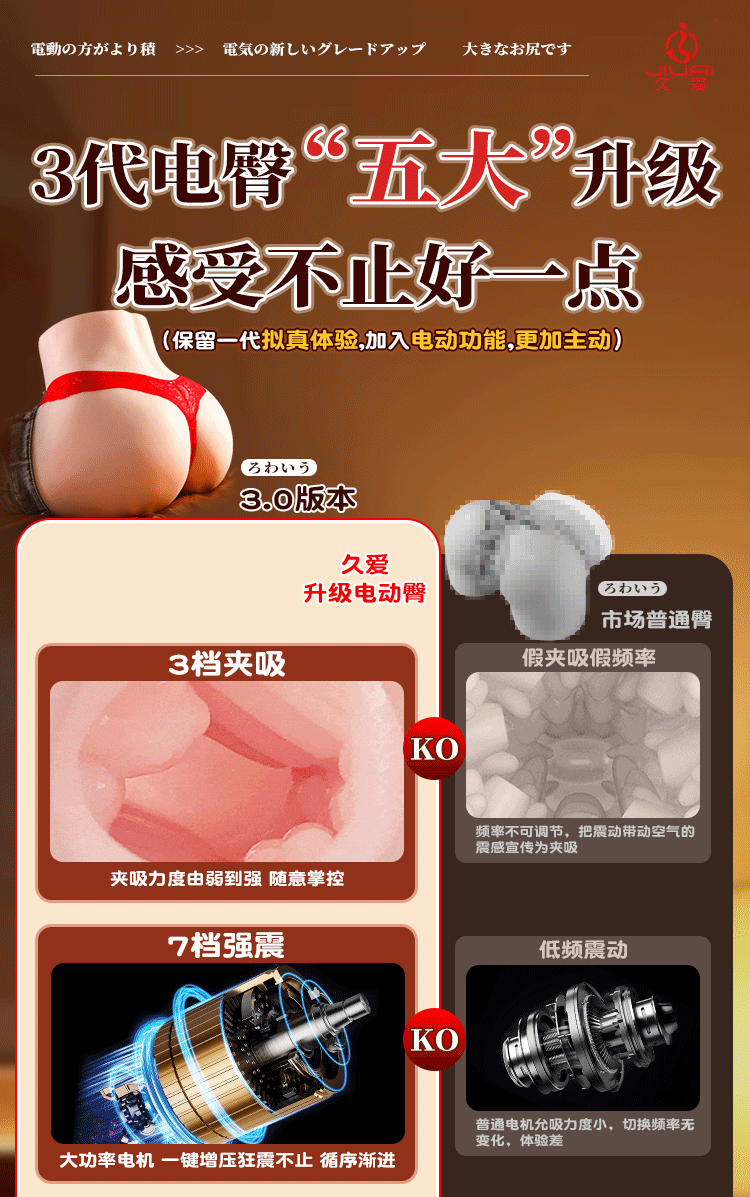 Jiuai Big Butt Mold Male Masturbator Half-Body TPE Manual Adult Toy — detail image 20