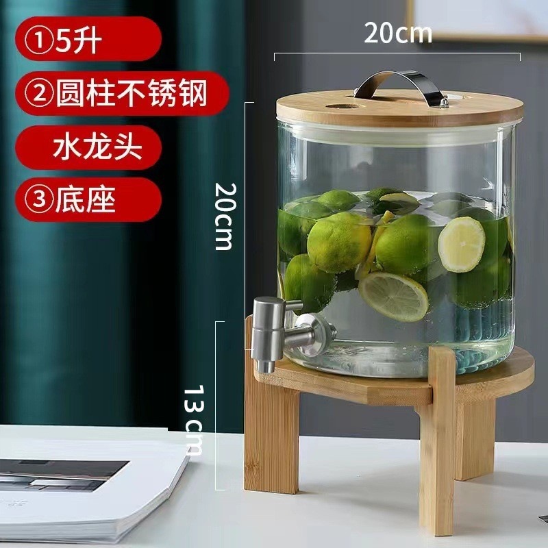 5 L + base + grifo cilíndrico de acero inoxidable