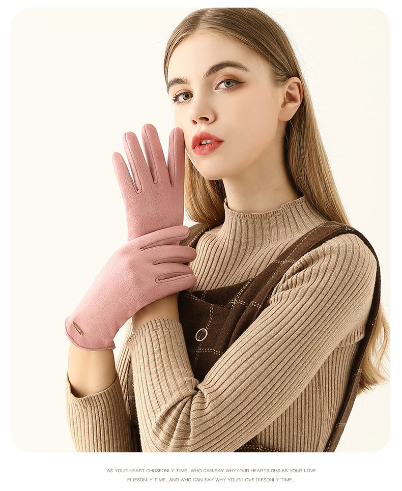 Warm Women's Gloves Touch Screen Windproof Velvet Cycling Mittens_voghion.com