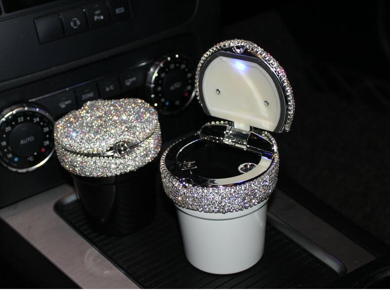 Diamond-encrusted car ashtray with led light luminous multifunctional car ashtray car interior car supplies