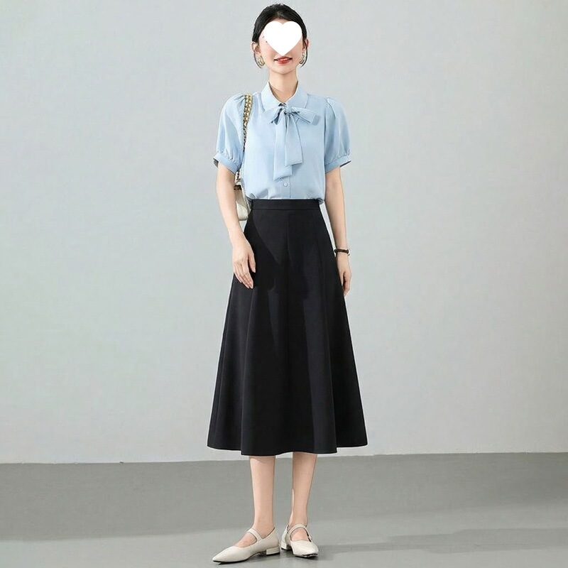 Formal Attire for Teaching Qualification Interviews, Women's Summer New Style Suit with Drapey Mid-Length Skirt