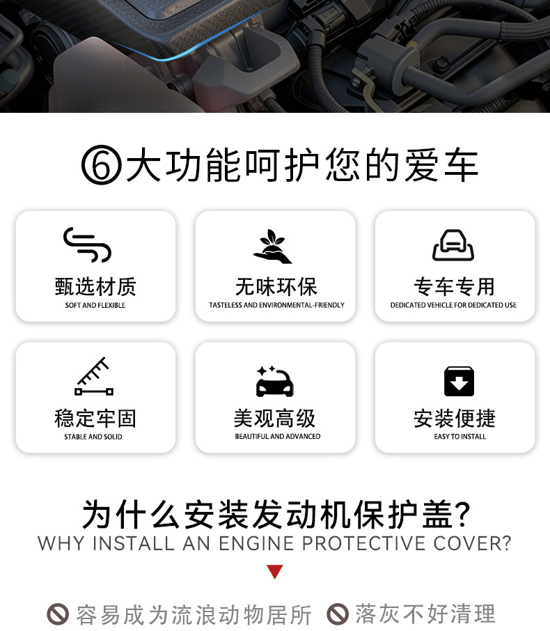Suitable for Sienna Grevia Engine Protection Cover, Anti-Cat Scratch Cover, Shock Absorption, Noise Reduction, Heat Insulation Board Modification Accessories