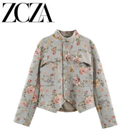 ZCZA 自制 欧美风 新款女装 时尚 百搭 提花西装外套 6895250 419