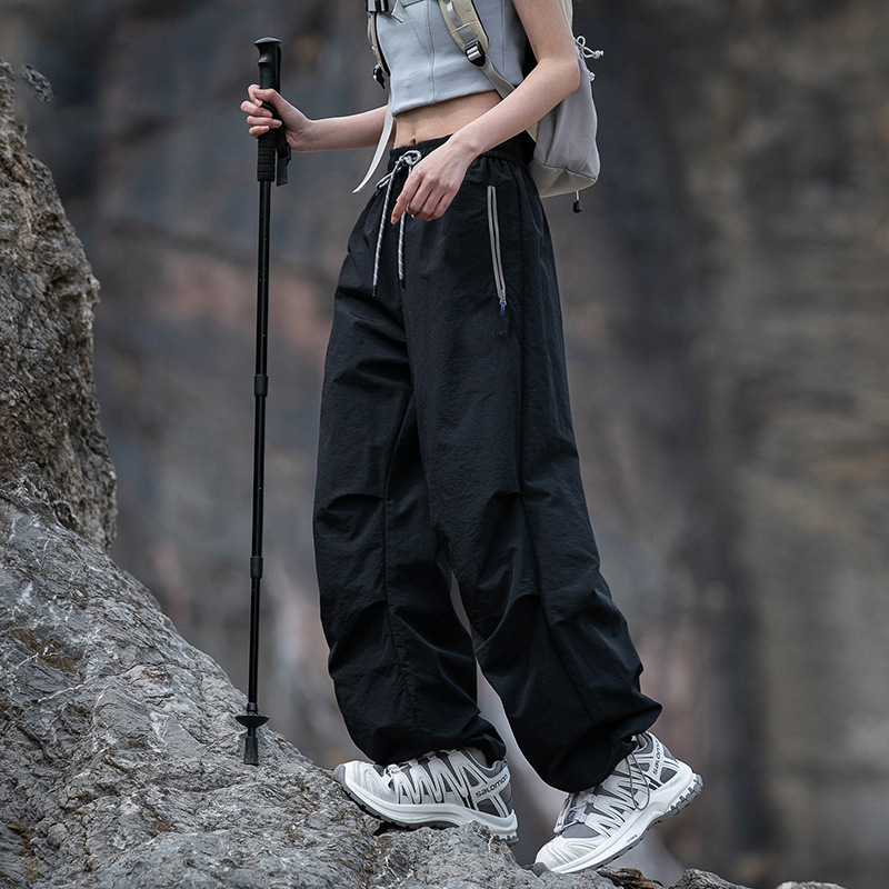 啄木鸟紫色速干冲锋裤女夏薄款爬山穿搭小个子户外登山运动工装裤|undefined
