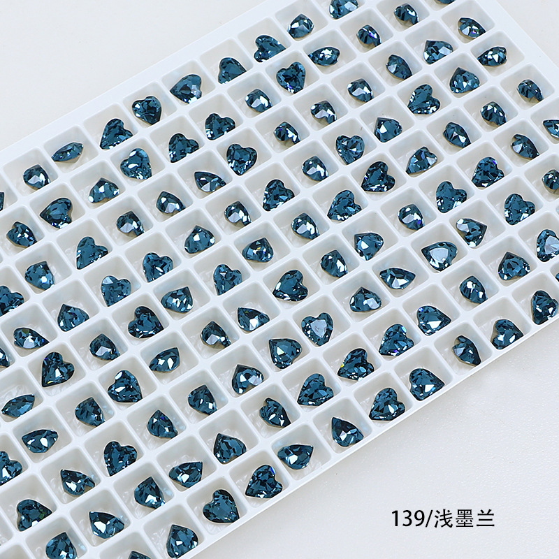 Dongzhou Crystal 6.5MM diamante de vidrio de fondo puntiagudo en forma de corazón de melocotón diamante de forma especial con fondo chapado en plata real