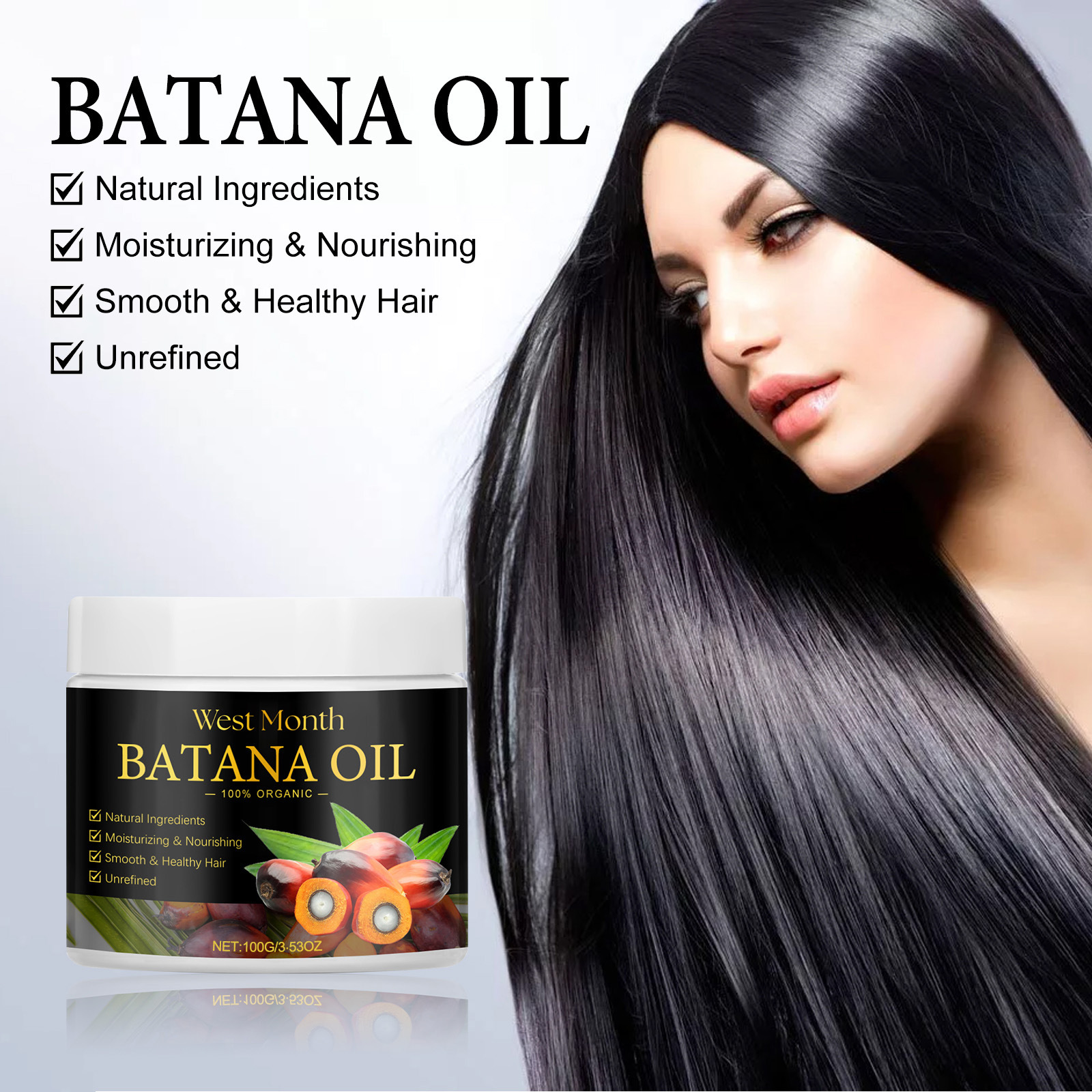 West Month Batana Oil Hair Mask for Dry, Coarse, and Frizzy Hair, Smoothing and Lightening Hair Mask