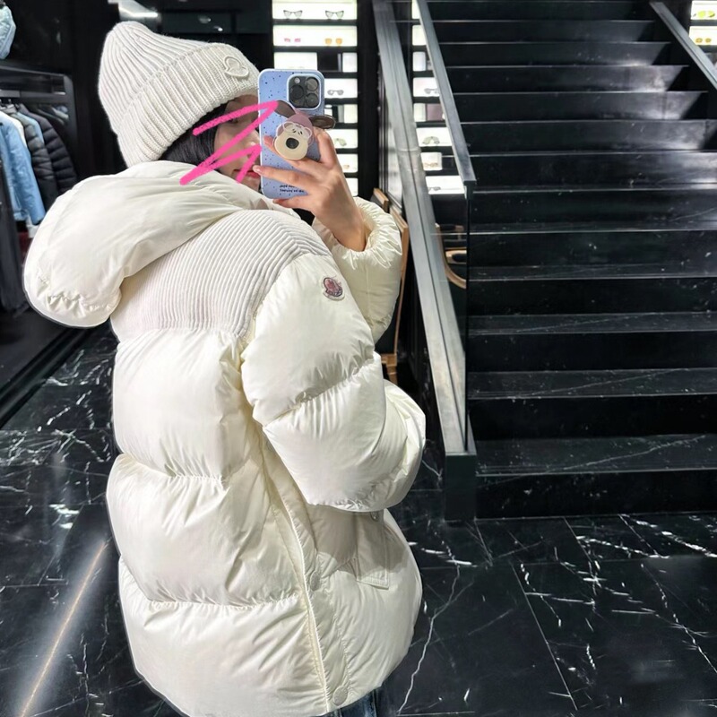 [Samsung 90 Goose] Mon Home Corduroy Stitching Goose Down Suit Autumn and Winter New Thickened Short Down Jacket Women