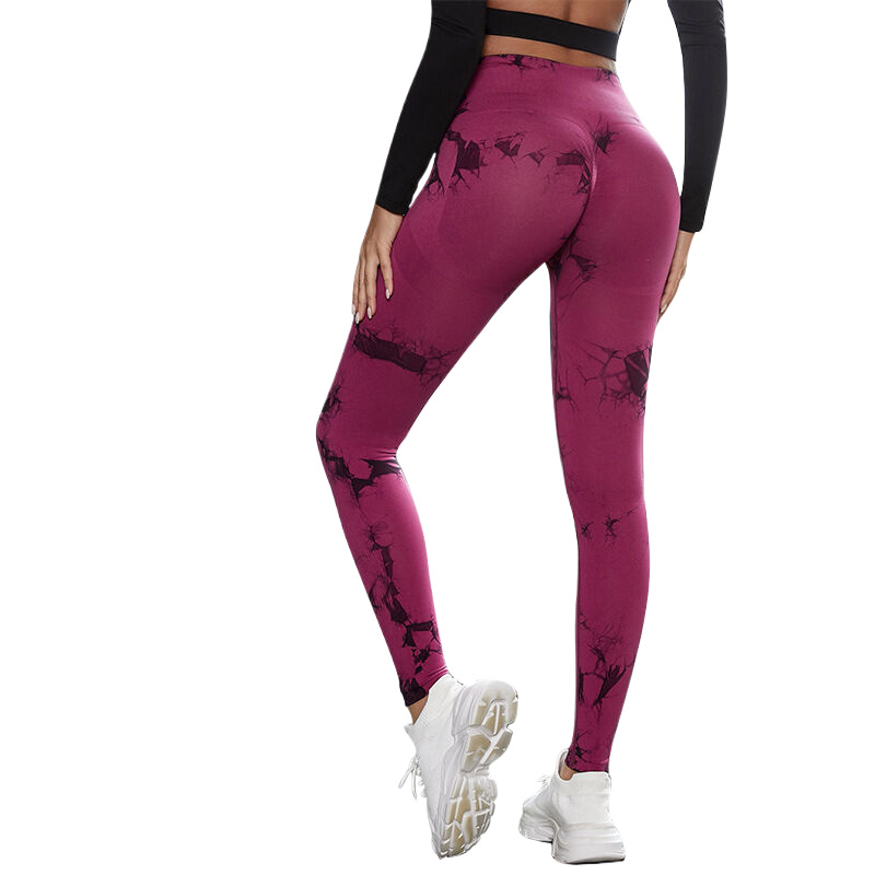 100 colores precio al por mayor tie-dye pantalones de yoga sin costuras cintura alta melocotón cadera pantalones deportivos para correr leggings