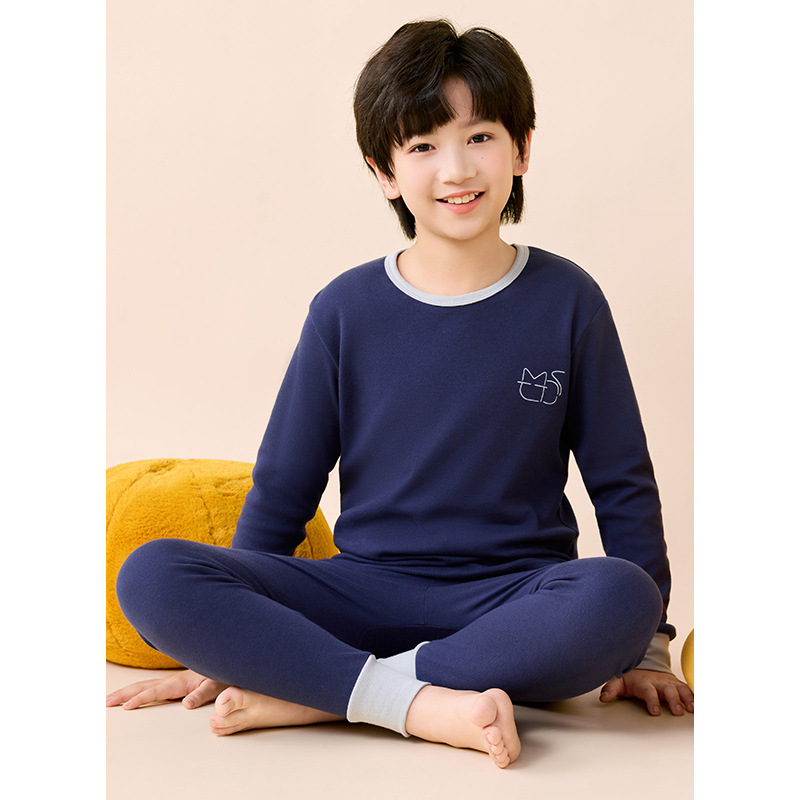 儿童秋衣秋裤纯棉男女童保暖内衣套装青少年打底棉毛衫中小童睡衣|undefined