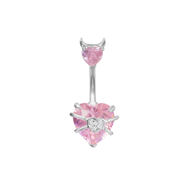 Colorful Heart Shaped Belly Button Ring Piercing For Women_voghion.com