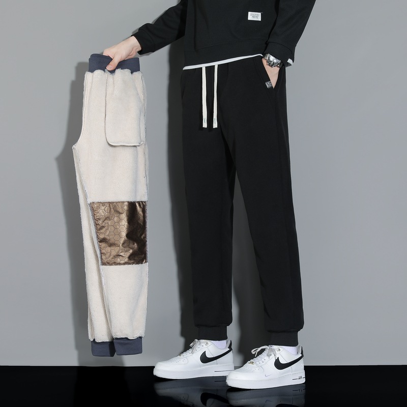 Pantalones de terciopelo de doble cara, pantalones de moda casuales de terciopelo de hombre, pantalones de calentamiento gruesos, pantalones deportivos de hombre grandes.