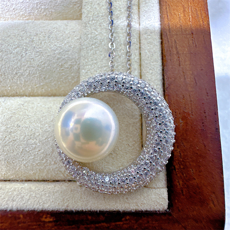 26g Weight Pearl, Zircon Inlay Material Pendant Necklace, Earrings Classification cable chain Chain Type Holiday, Daily Occasion Circle Pattern Women's Gender Inlay Design Casual, Simple Style Style Casual Simple Style Inlay Circle Pearl Zircon Pendant Necklace Earrings 3