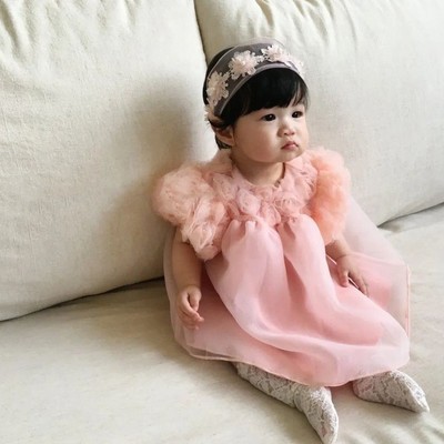 Korean-style fairy-tale cute baby girl full moon dress summer toddler princess dress soft and skin-friendly chiffon dress