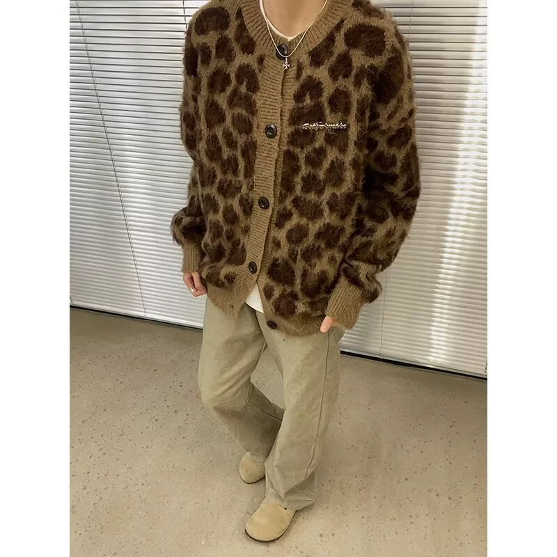 NERUM леопардовый с леопардовым принтом кардиган свитер женский осенний и зимний премиал прилив американский нишевые свитер куртка
