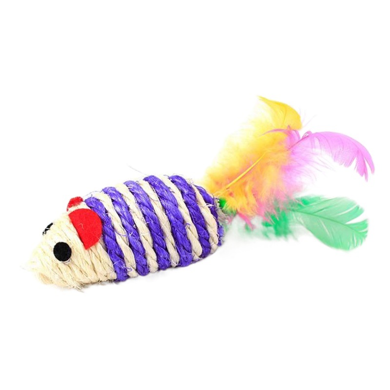 Sisal rayas ratón mascota sonido juguete mordedura ratón gato juguete gato molienda garra suministros al por mayor