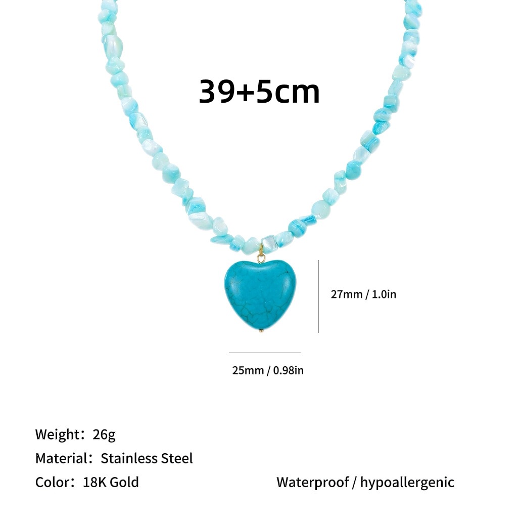 Exquisite Deep Sea Shell Pendant Necklace With Turquoise And Pearl_voghion.com