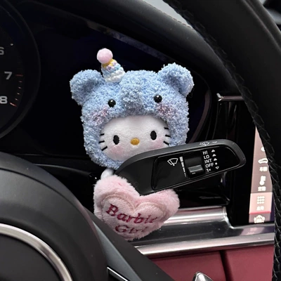Wiper Gear Shift Knob Decoration Internet – Car ornaments - little-blue-cat-with-pink-heart-holding-elephant-hat-huiba