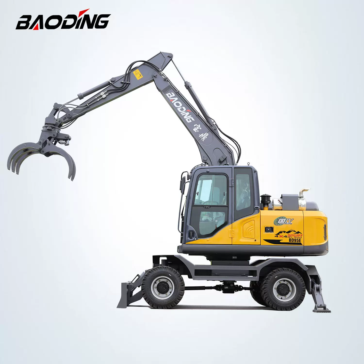 抓木机95E型抓废铁废铜挖沟挖土钩机 抓草夹甘蔗用轮式挖掘机