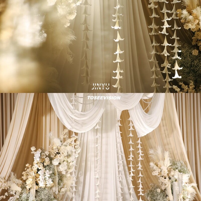 珍珠百合串吊饰婚礼庆典派对生日拍照道具网红纯白装饰花布置|undefined