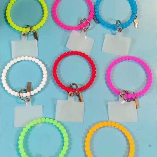 Factory direct round bead silicone bracelet keychain creative outdoor sports mobile phone anti-fall anti-fall bracelet