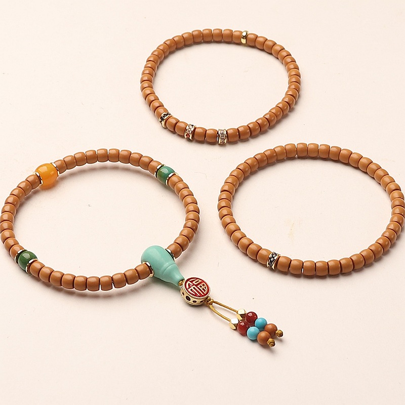 Authentic Olive Stone Buddhist Bead Bracelet For Men And Women_voghion.com