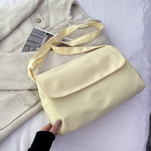 日系简约纯色文艺百搭学院风ins单肩斜挎包女尼龙小众韩版邮差包