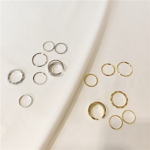 7-piece ring set for women's fashion personality light luxury niche design ins trend cold style high-end European and American vegetarian ring