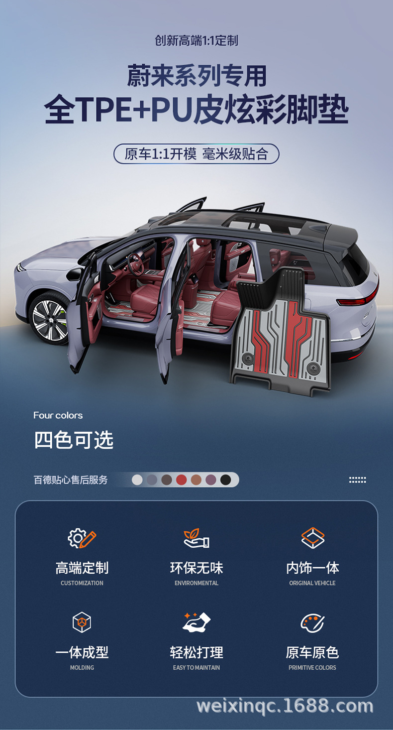 Suitable for Nio Es8 Es6 Ec6 Et5 Et9 Es9 Special Vehicles, Colorful Tpe Car Floor Mats