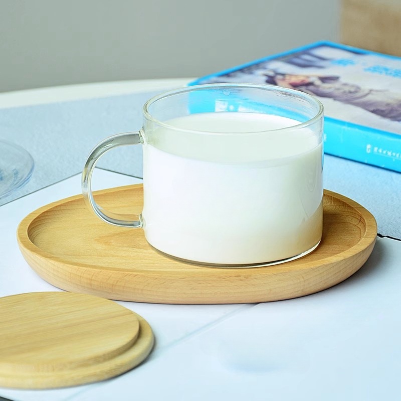 Taza de vidrio de borosilicato alto con asa y logotipo, adecuada para uso doméstico, regalo empresarial moderno y minimalista, taza resistente a altas temperaturas para té y café.