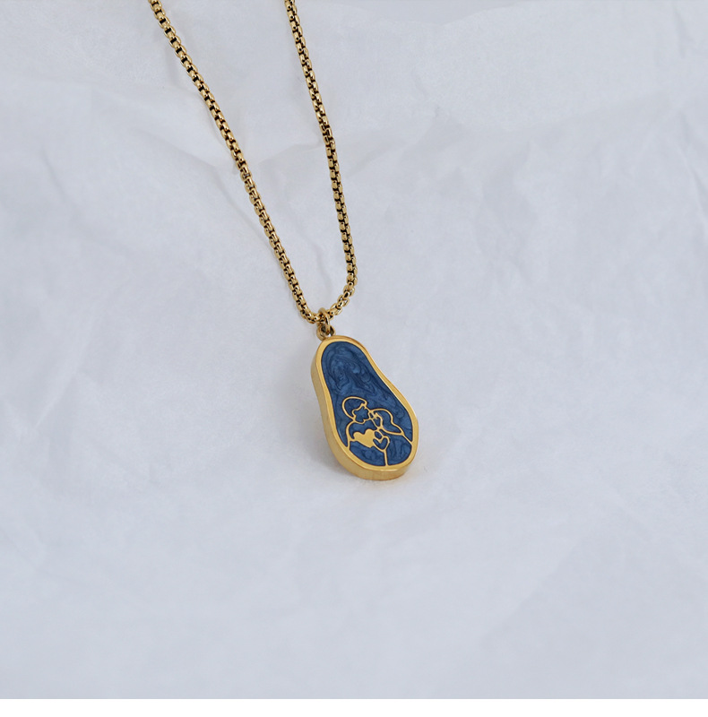 Retro Portrait Titanium Steel Enamel Pendant Necklace 1 Piece