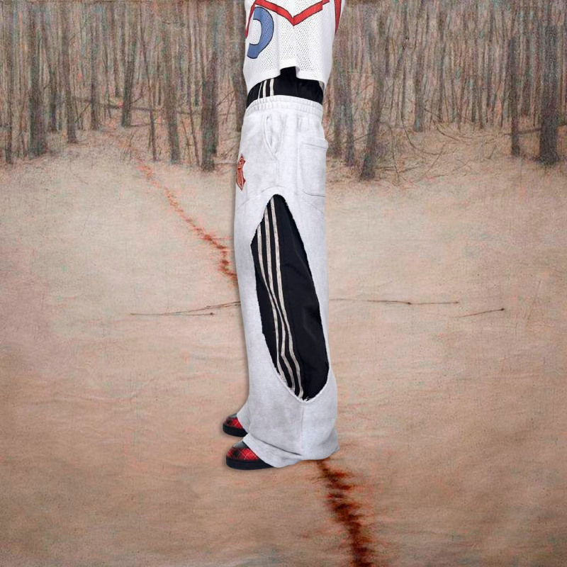 欧美ins秋冬季节高街时尚拼接松紧低腰直筒休闲长裤跨境批发服装|undefined