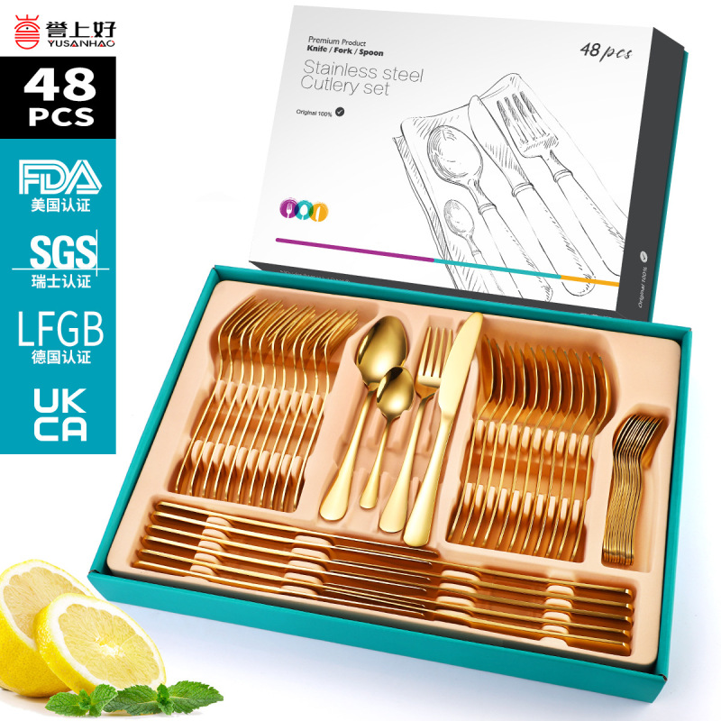 Foreign Trade Products Stainless Steel Cutlery Set 48-Piece Gift Box Knife Fork Spoon Hotel Restaurant Home Supplies Storage Foreign Trade Products Stainless Steel Cutlery Set 48-Piece Gift Box Knife Fork Spoon Hotel Restaurant Home Supplies Storage