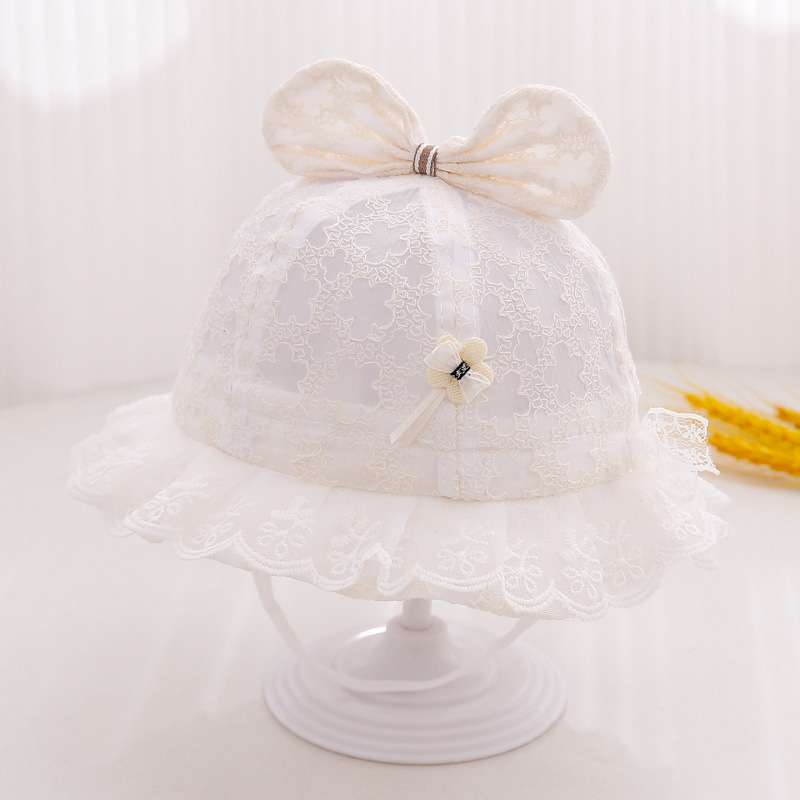 Sombrero para bebés primavera y verano delgado para bebés sombreros de sol de encaje sombrero de pescador de mes pequeño sombrero de sol de estilo extranjero