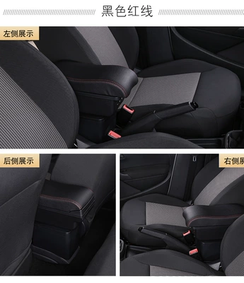 central armrest box original – Armrest box - small-curved-double-layer-with-3usb-black-red-line