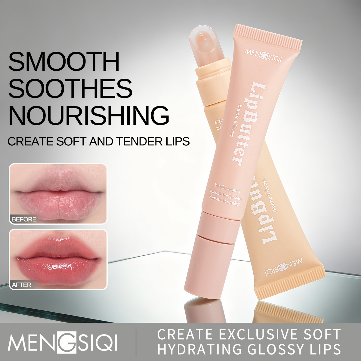MENGSIQI lubricante suave humectante desvanecimiento de las líneas labiales hidratante anti-agrietamiento labial cuidado labial lubricante transfronterizo mayorista