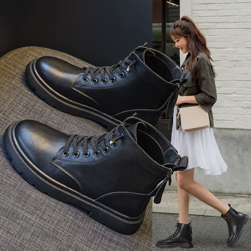 2025 Autumn and Winter New Casual Martin Boots Women's British Style Back Double Zipper Easiest for Match Large Size Women's Shoes 41-43