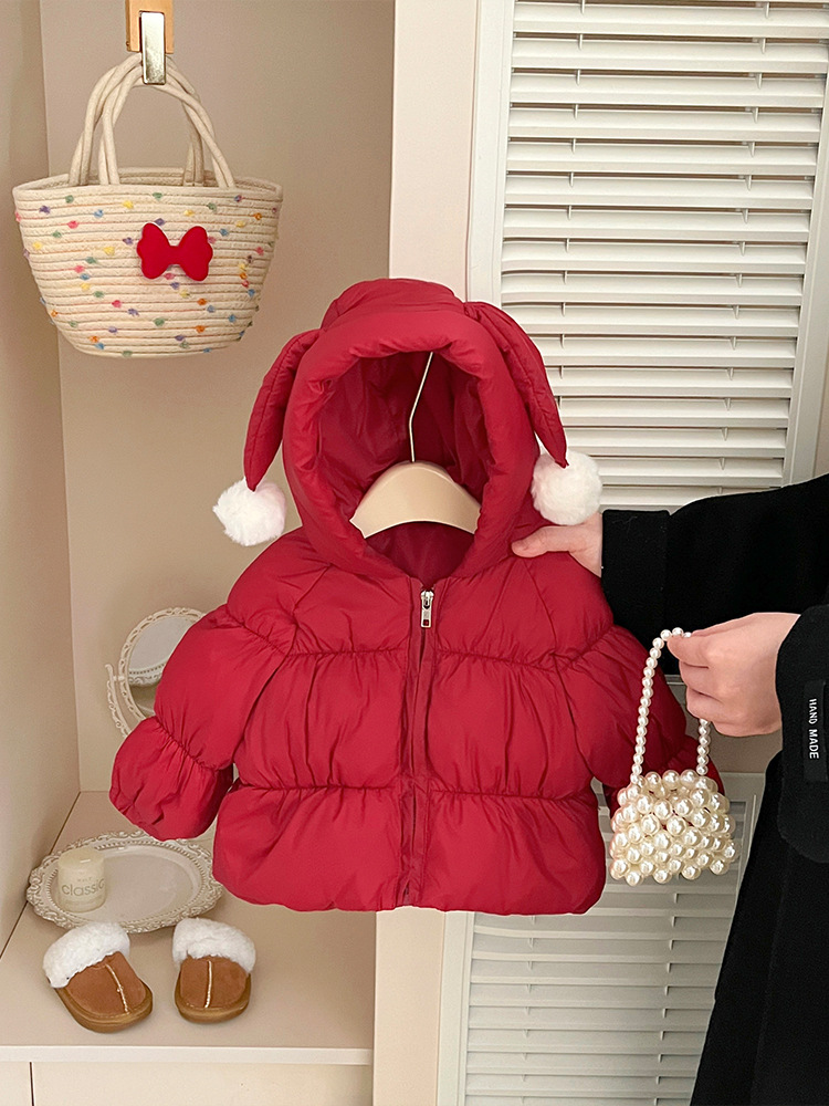 Chaqueta roja de invierno para bebés, ropa de invierno para bebés, chaqueta caliente para niños, ropa de Año Nuevo