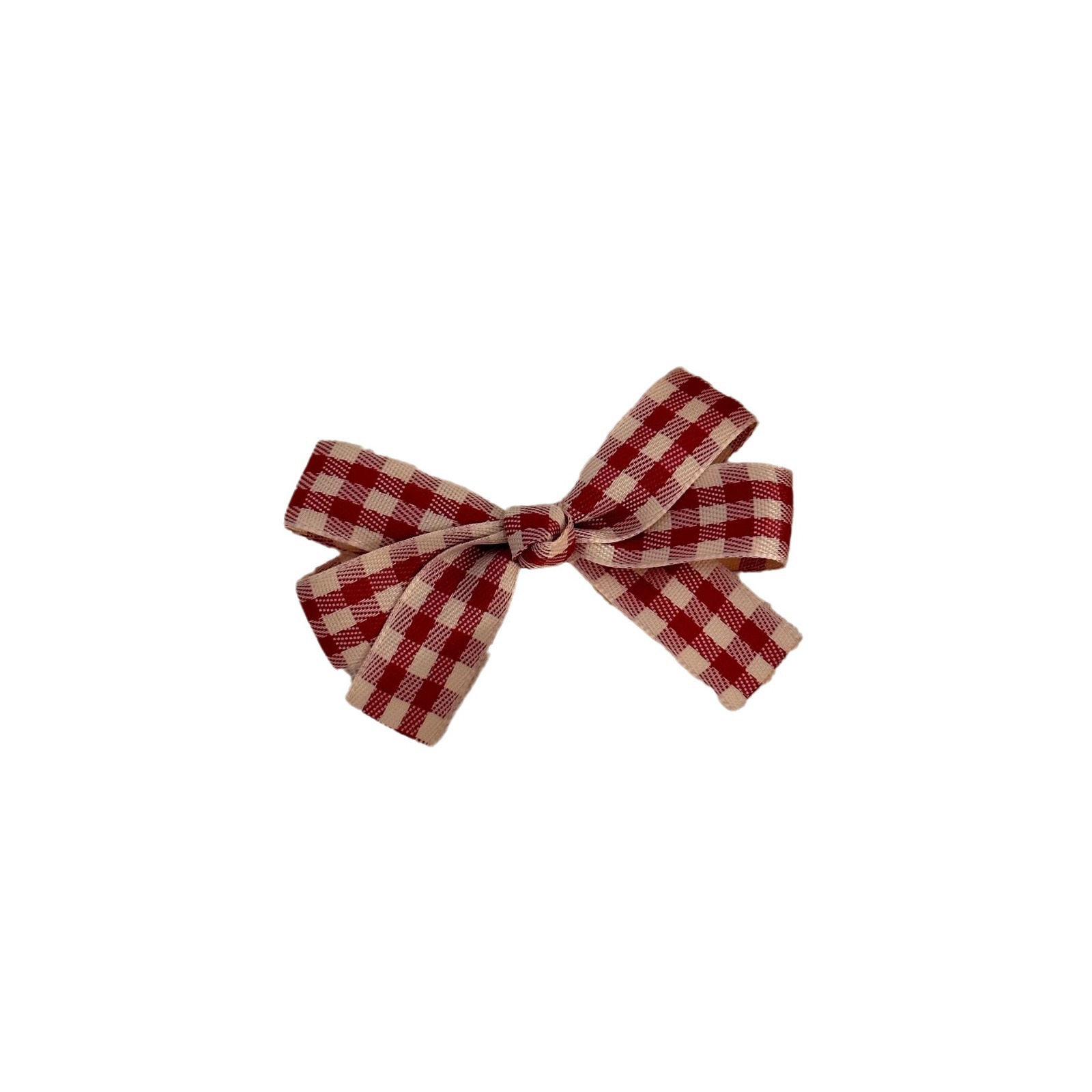 Pinza de pelo con lazo rojo a cuadros estilo coreano_voghion.com