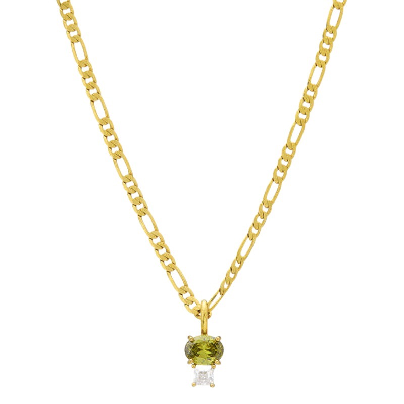 Collar de Circonitas de Colores, Bañado en Oro, Estilo Minimalista
