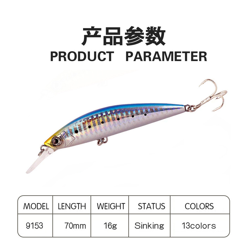 13 Colors Shallow Diving Minnow Lures Sinking Hard Baits Fresh Water Bass Swimbait Tackle Gear