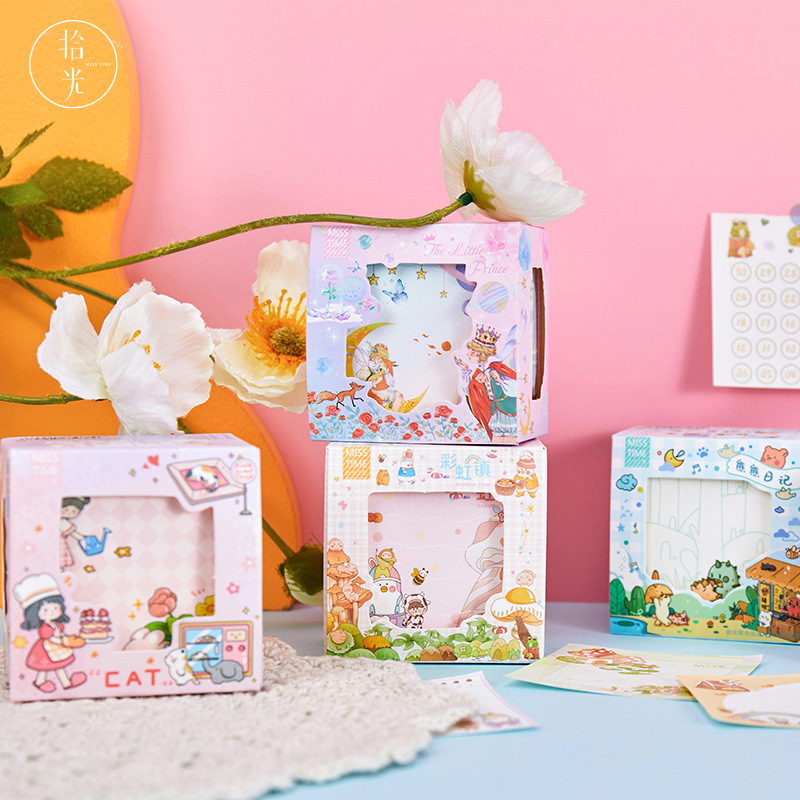 Optical pickup Scratch Pad Gift box Rainbow Town Series ins lovely fresh Leave a message Notepad MEMO source material 4 models