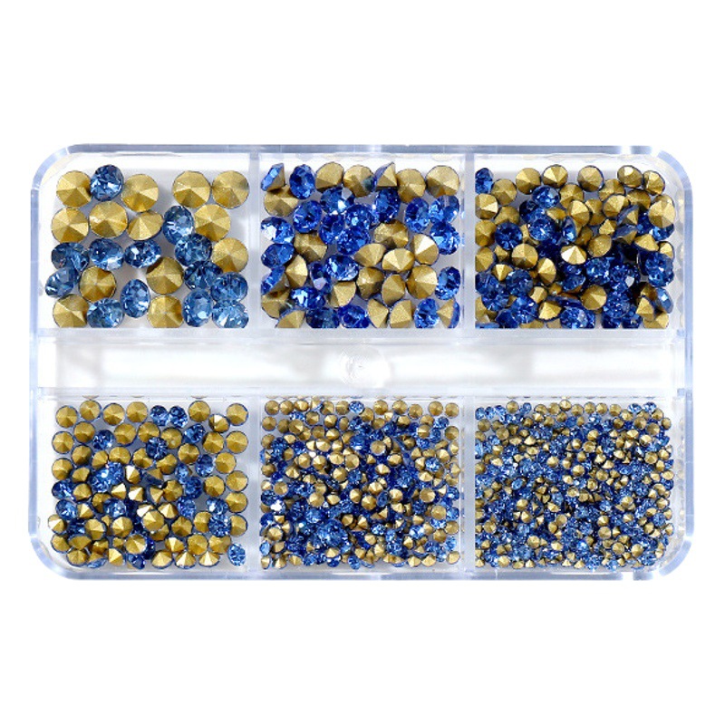 K9 arte de uñas puntiagudo Diamante de fondo transparente Rosa champán color mágico tamaño mixto uñas arte joyería pila diamante mano completa taladro de uñas