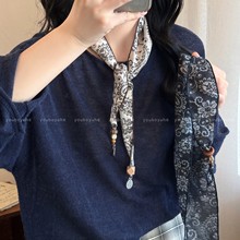 复古腰果花丝巾项链女轻奢高级感时尚领巾2025年新款发带腰间配饰