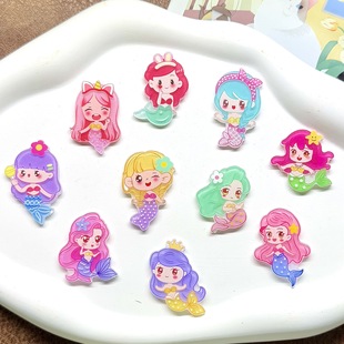 Acrylic Beauty Accessories Cute Princess Cartoon Mermaid Hairpin DIY Kidsren's Jewelry Accessories Wholesale